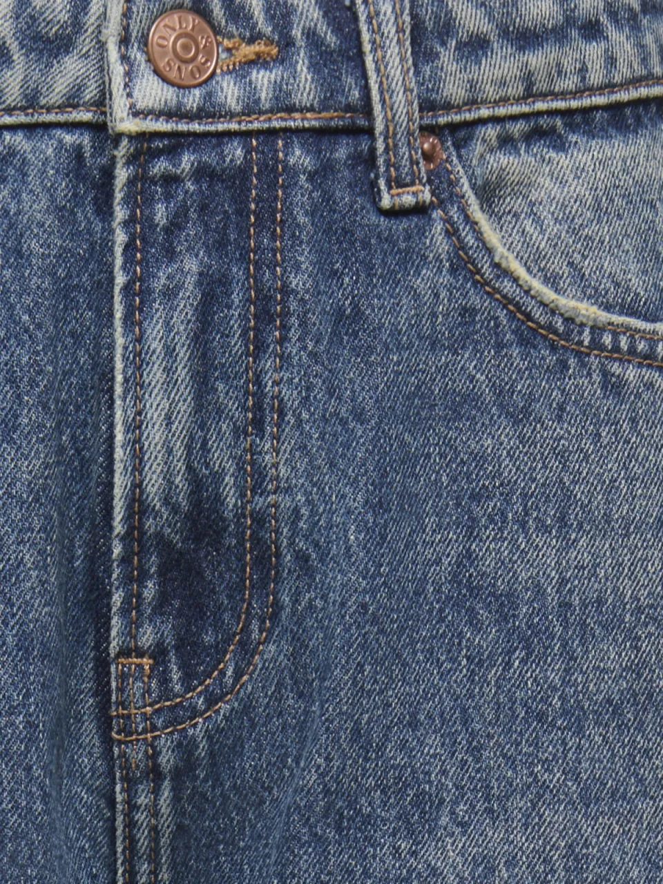 Only & Sons JUNIOR OSJEDGE ripped straight leg jeans met slijtage - donkerblauw denim, foto 4