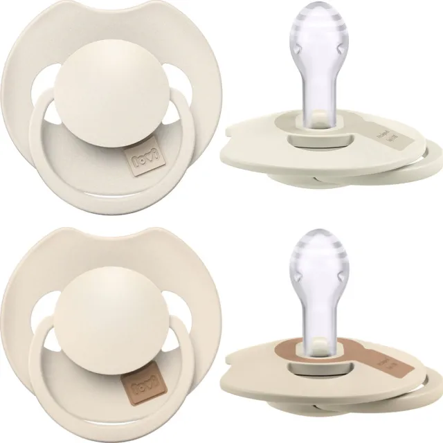 Difrax LOVI Prime dynamische fopspeen 6-18 maanden lichtbeige Lichtbeige & Creme