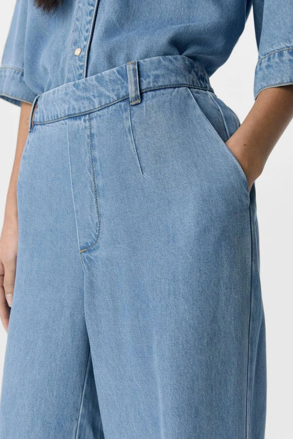 Object wide leg casual broek blauw, foto 3