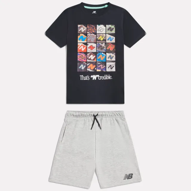 New Balance T-shirt set met print - zwart/grijs, foto 2