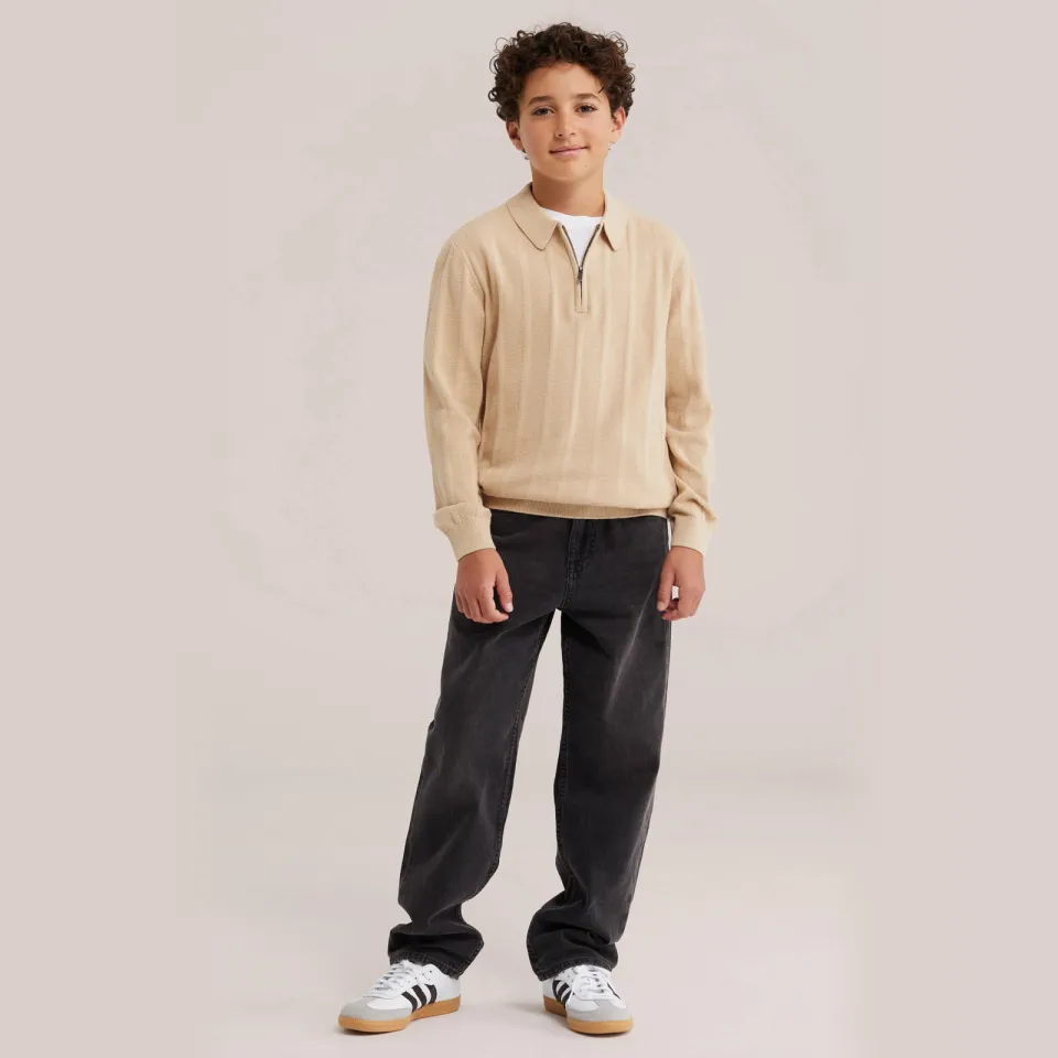 WE Fashion gebreide polo - beige