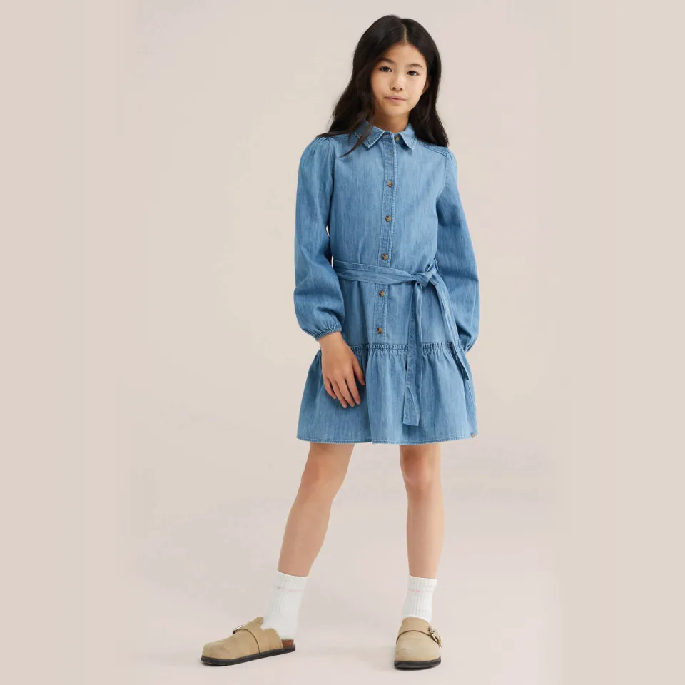 WE Fashion spijkerjurk met ruches blauw, foto 4