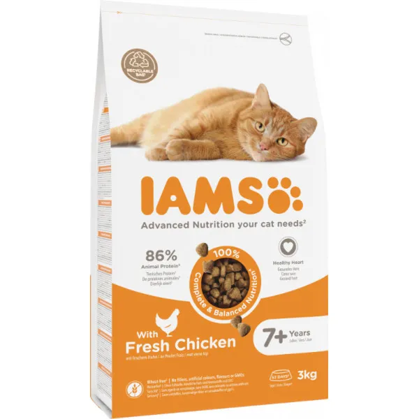 Iams Kat Senior kattenvoer kip 10 kg