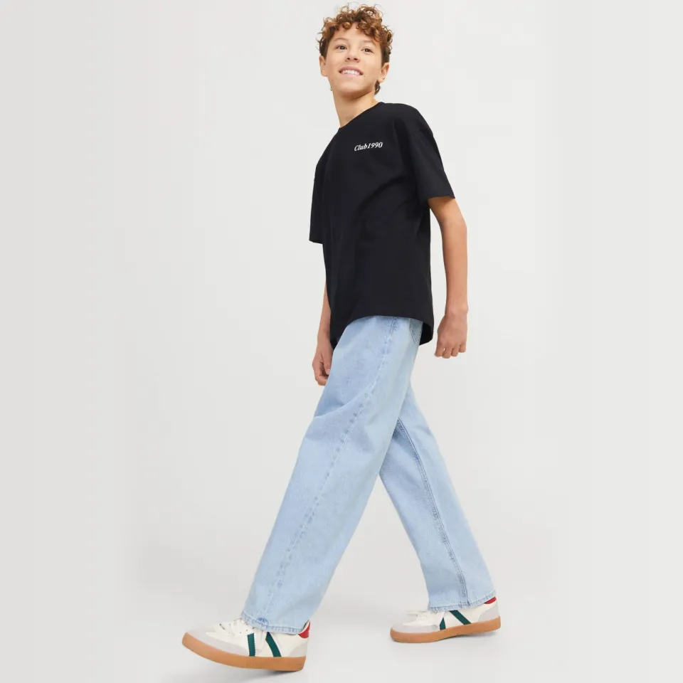 Jack & Jones JUNIOR high waist baggy fit jeans light blue denim