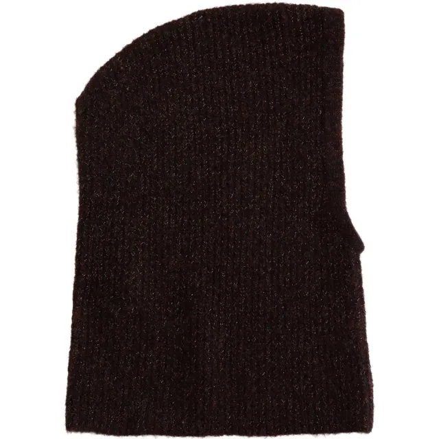 WE Fashion gebreide balaclava met lurex - donkerbruin