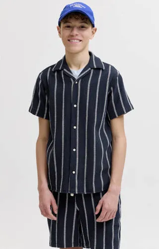Jack & Jones JUNIOR relaxed casual overhemd donkerblauw donkerblauw/wit, foto 4