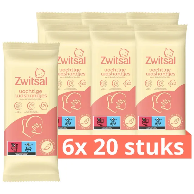Zwitsal vochtige washandjes - 6 x 20 stuks