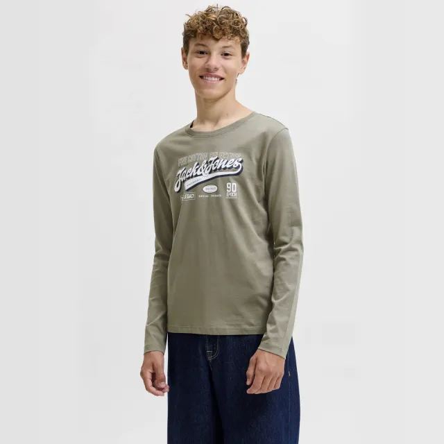 Jack & Jones Junior longsleeve met logo grijsgroen, foto 5