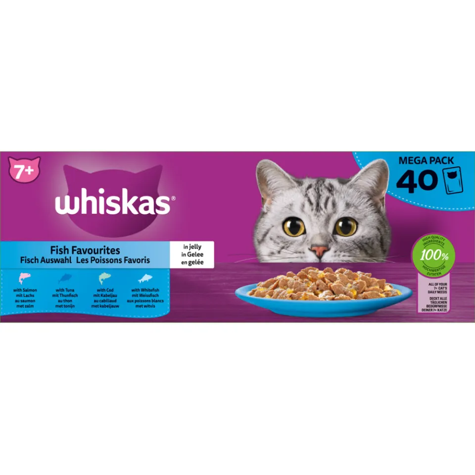 Whiskas 7+ Senior vis selectie in gelei natvoer kat
