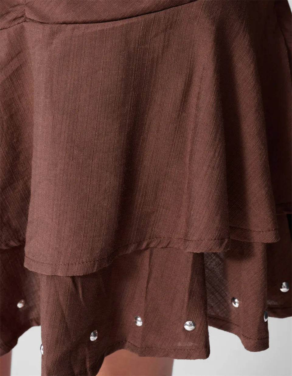Shoeby korte rok met studs bruin, foto 6