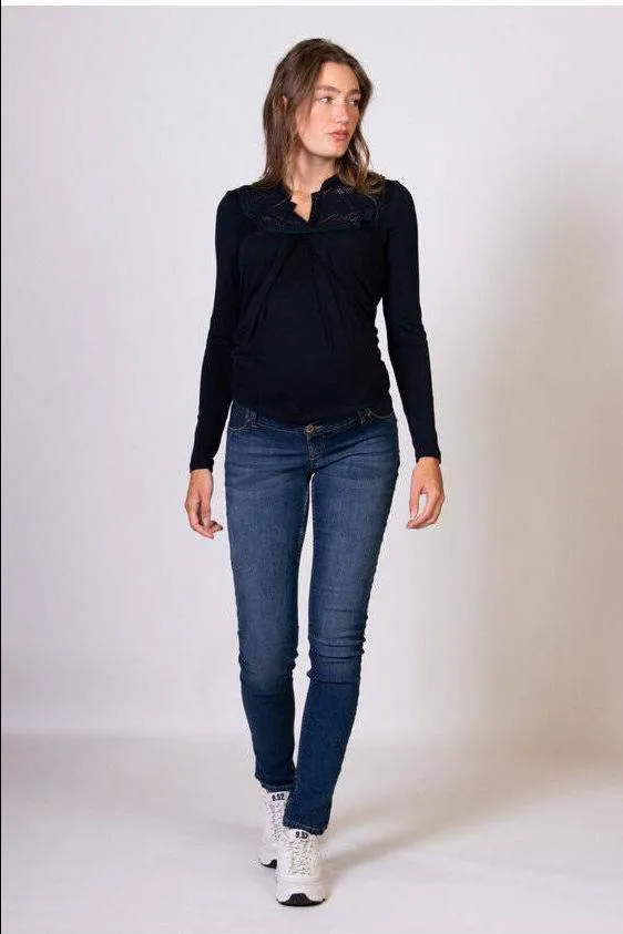 LOVE2WAIT low waist zwangerschaps skinny jeans stone wash