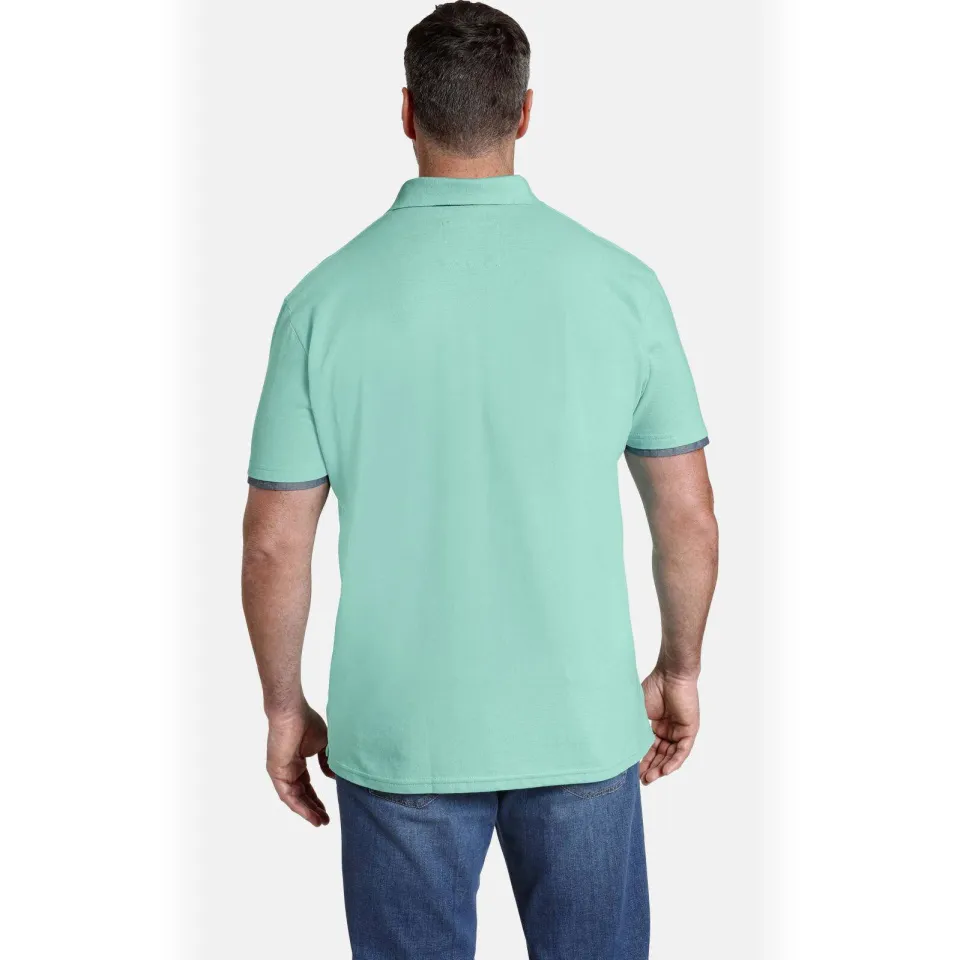 Jan Vanderstorm loose fit polo Plus Size MELKER met contrastbies turquoise, foto 5