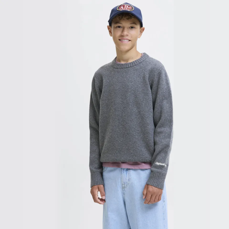 Jack & Jones JUNIOR pullover grijs melange gebreid, foto 4