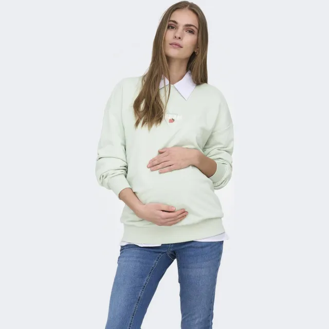 Only MATERNITY zwangerschaps sweater met backprint groen
