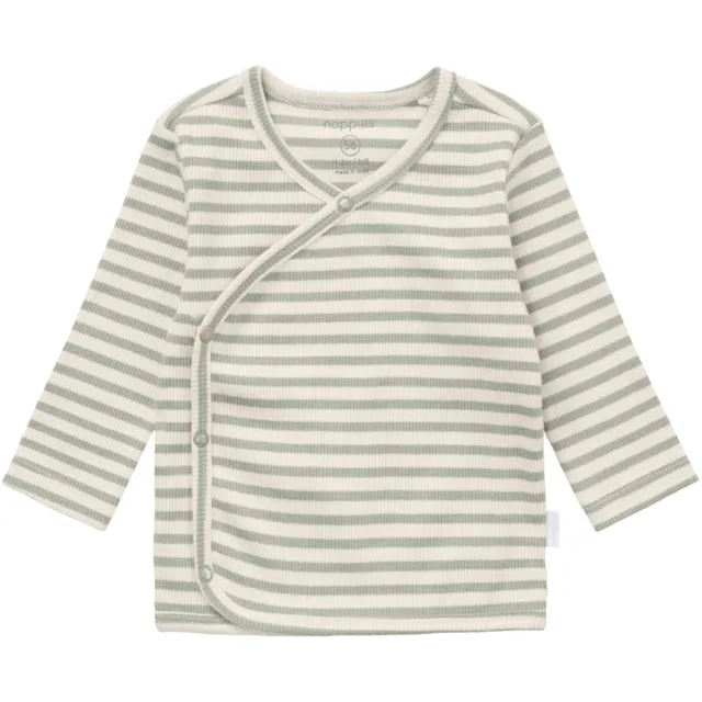 Noppies baby gestreepte longsleeve v-hals groen/ecru, foto 2