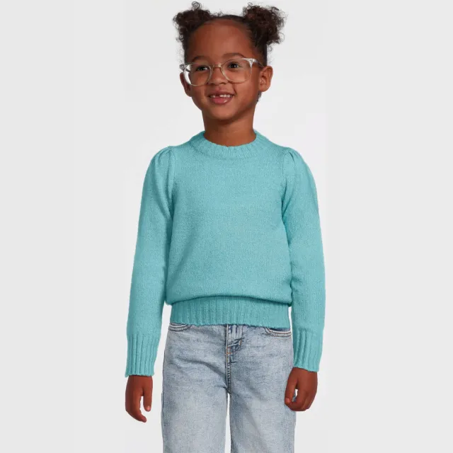 Anytime puff sleeve gebreide trui blauw