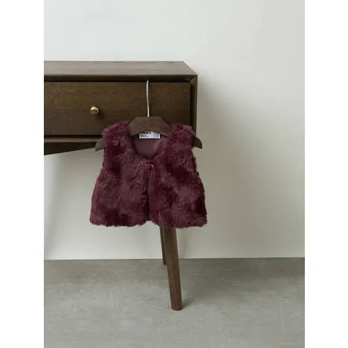 NAME IT BABY imitatiebont gilet - donkerrood, foto 3