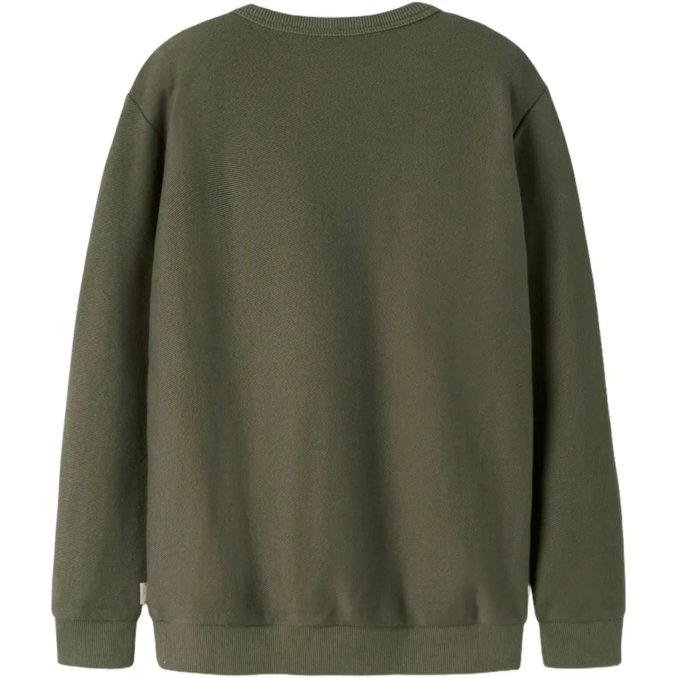 NAME IT KIDS sweater met tekstprint - olijfgroen, foto 3