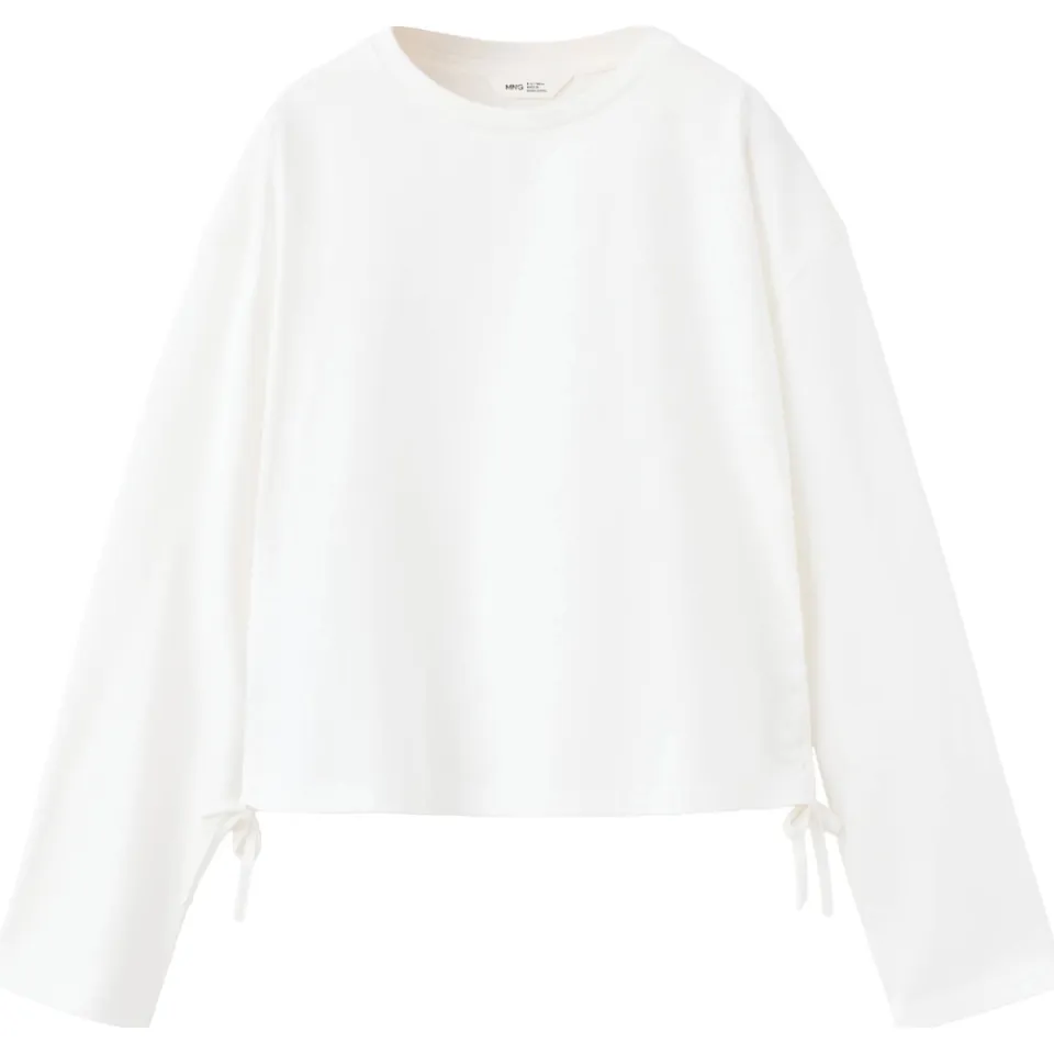 Mango longsleeve met plooien naturel wit, foto 2