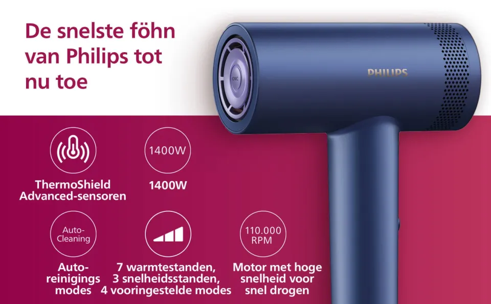 Philips 8000 Series BHD839/10 haardroger blauw, foto 8
