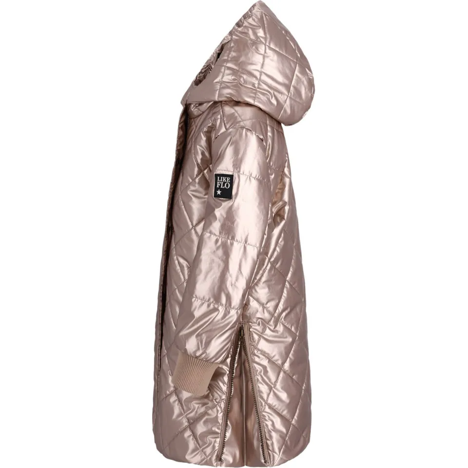 Like Flo quilted winterjas met split bruin, foto 4