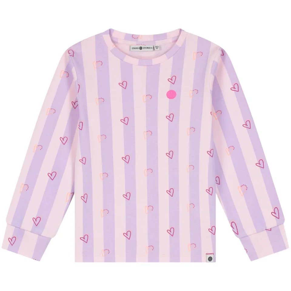 Stains&Stories gestreepte pyjama met hartjes lichtroze/lila, foto 5