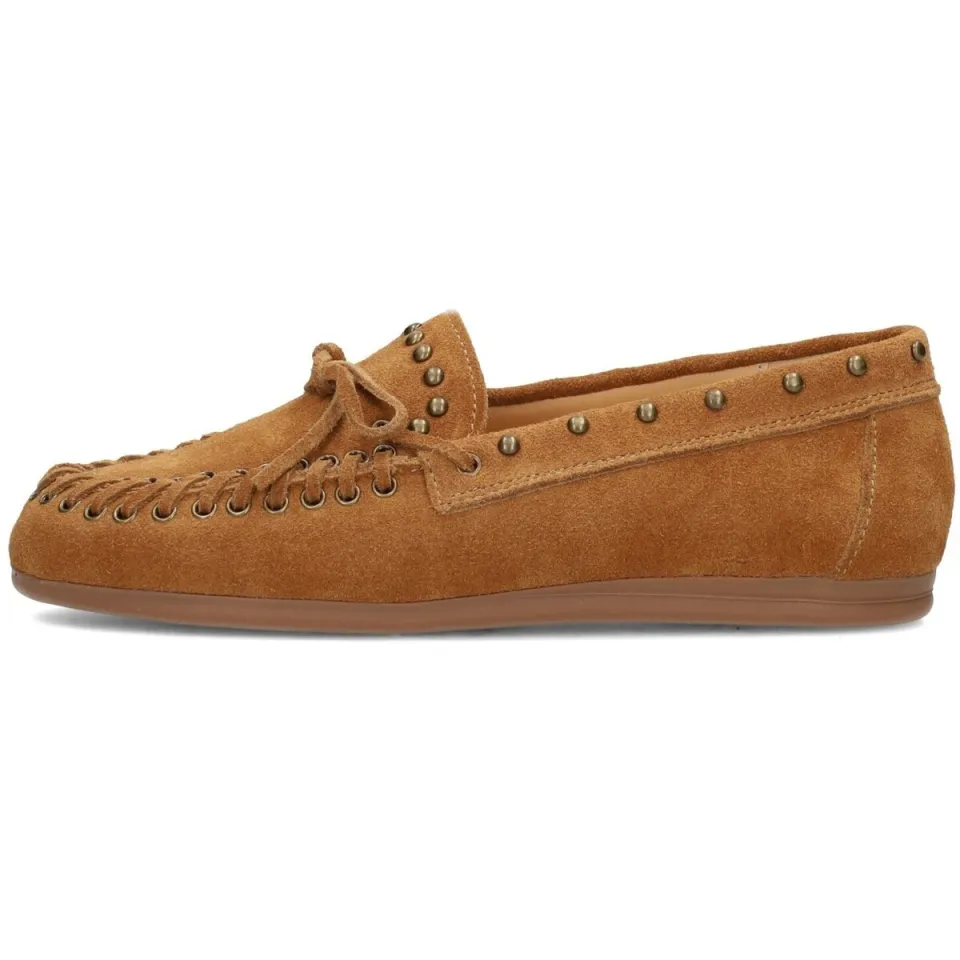 Poelman Kiya suède mocassins met studs - cognac, foto 2