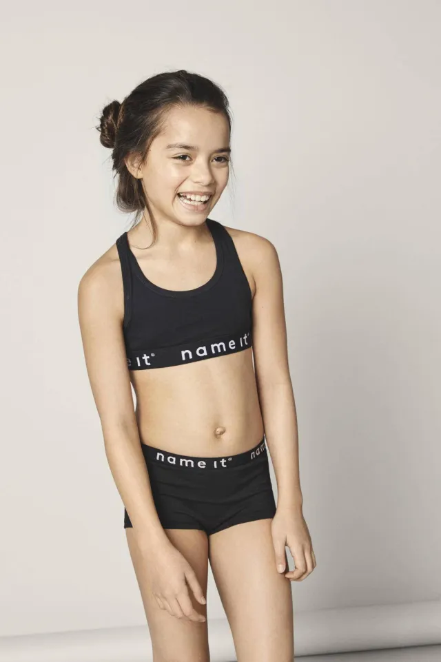 NAME IT bh top zwart set van 2 Black-W/ Black
