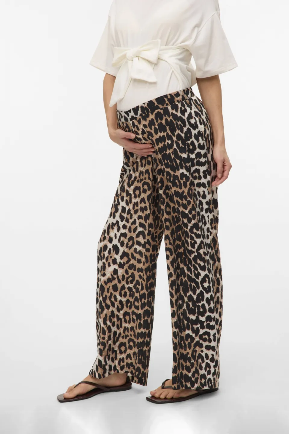 Vero Moda VMMJOSIE wide leg zwangerschapsbroek bruin, foto 6