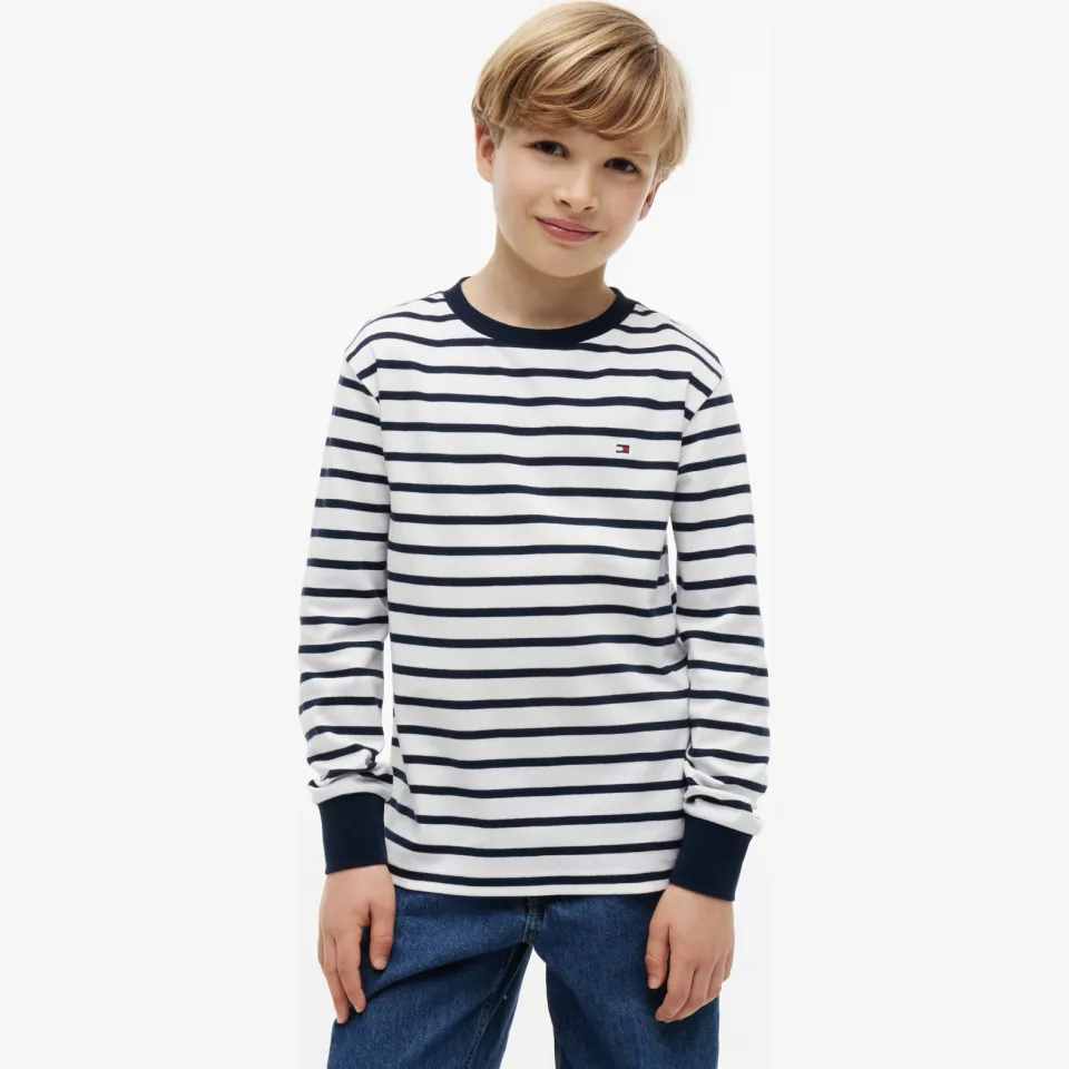 Tommy Hilfiger gestreepte longsleeve donkerblauw donkerblauw/wit, foto 3