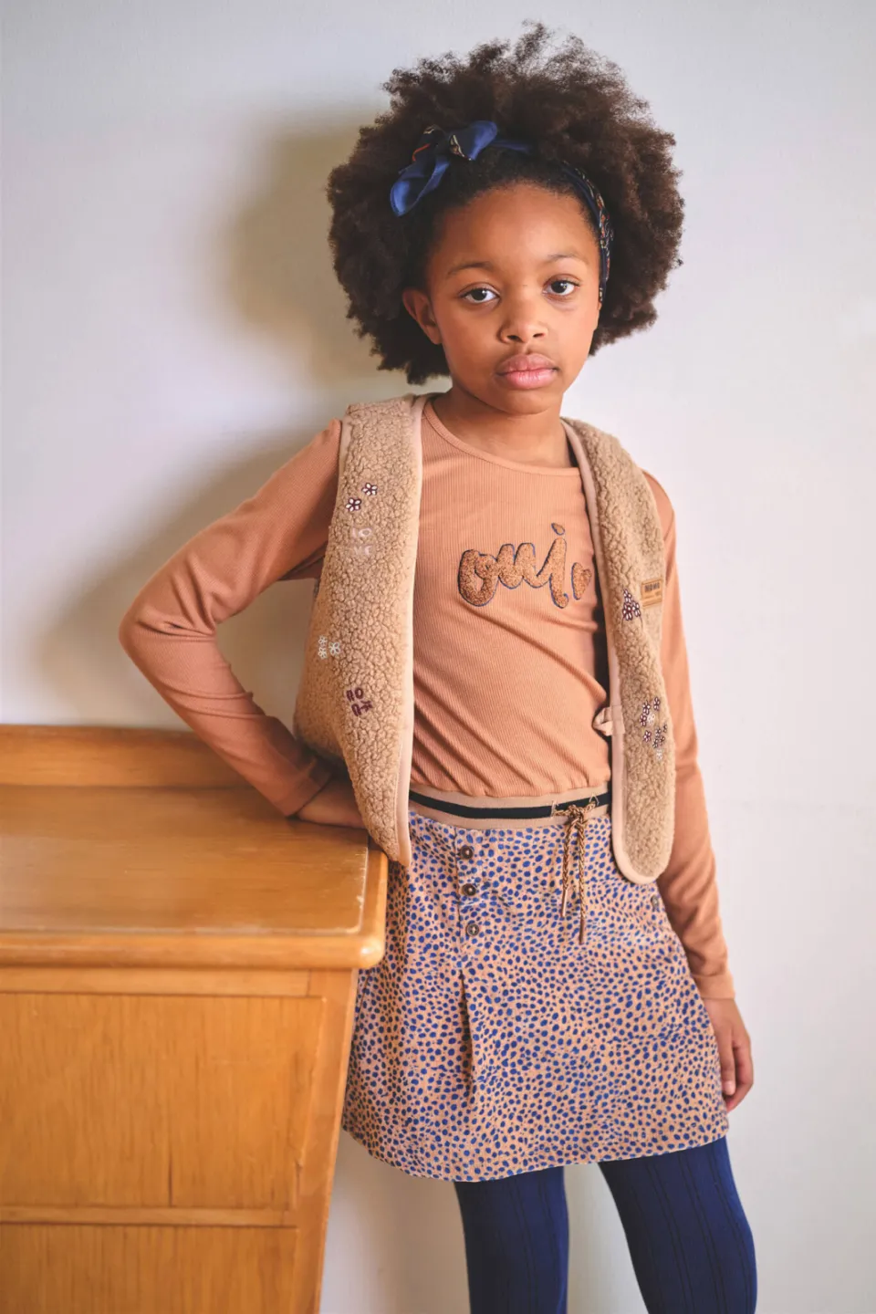 Nono teddy gilet met print - taupe
