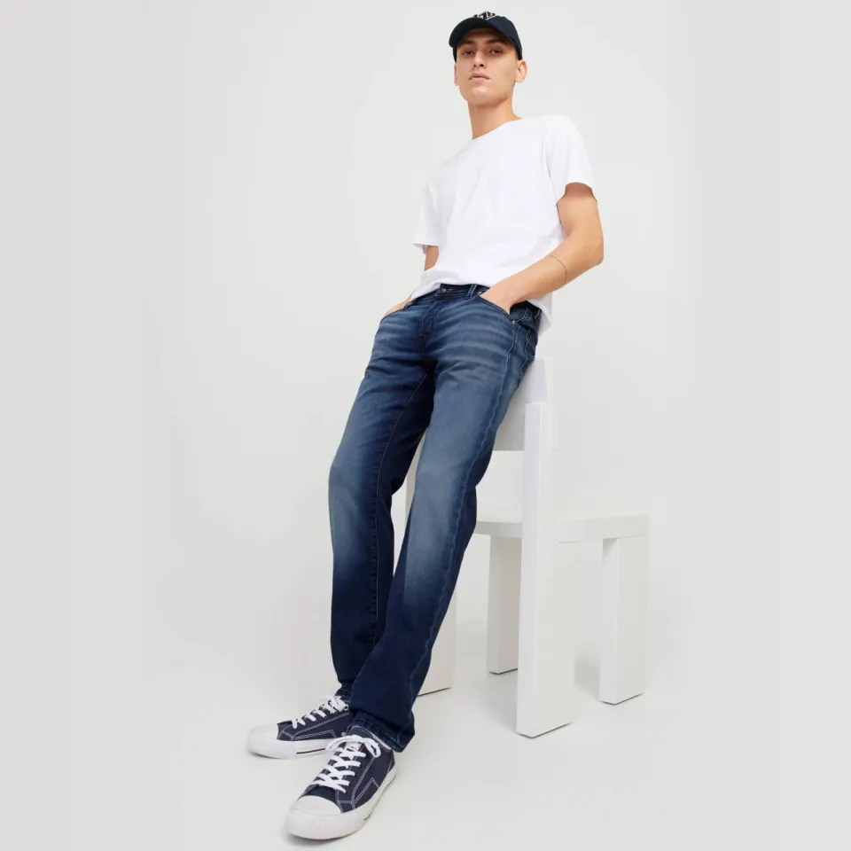 Jack & Jones JEANS INTELLIGENCE gebreide tapered jeans - blue denim