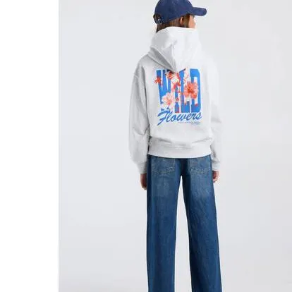America Today hoodie met backprint - light grey, foto 3