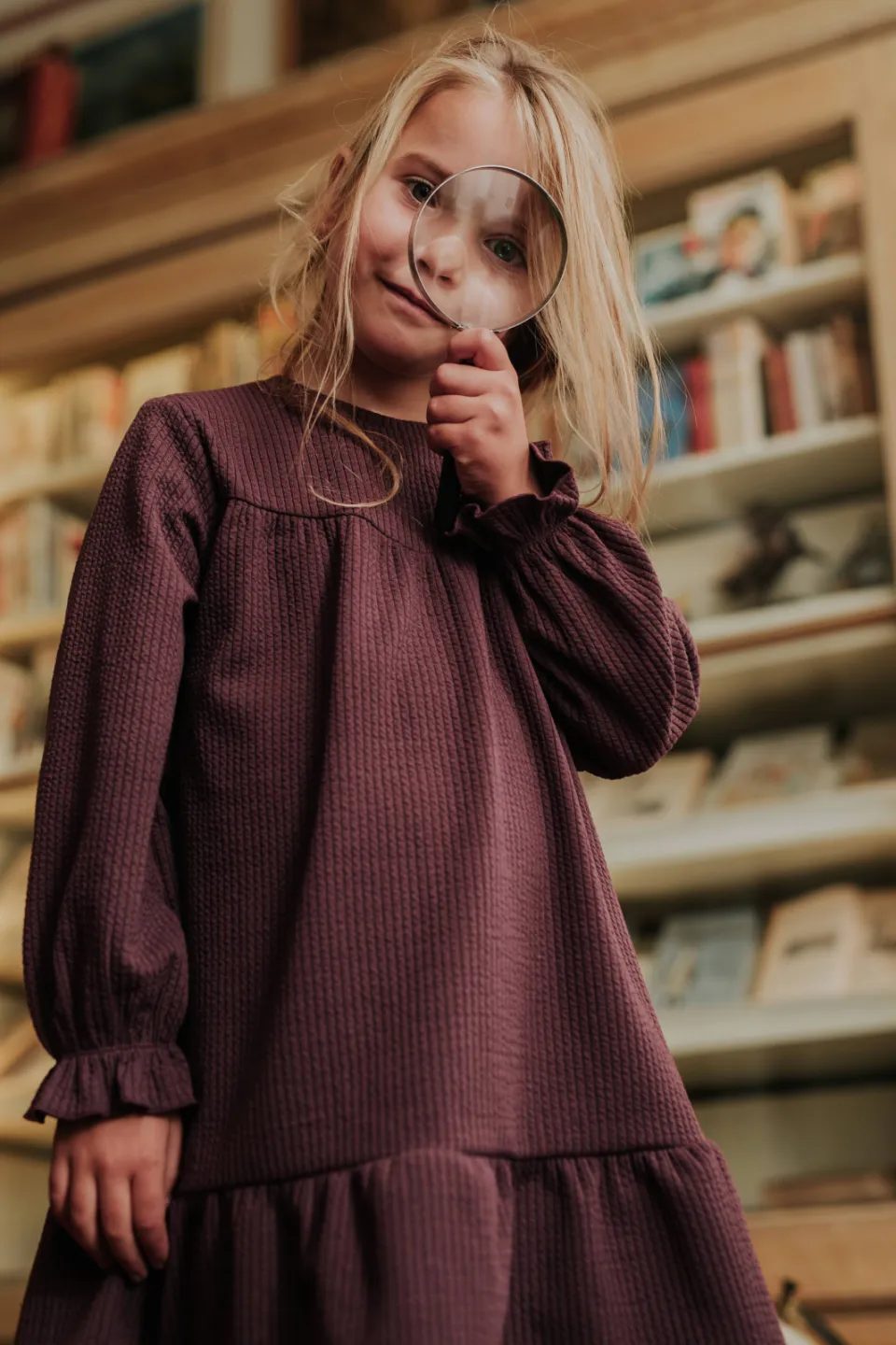 Koko Noko midi jurk bordeauxrood, foto 8
