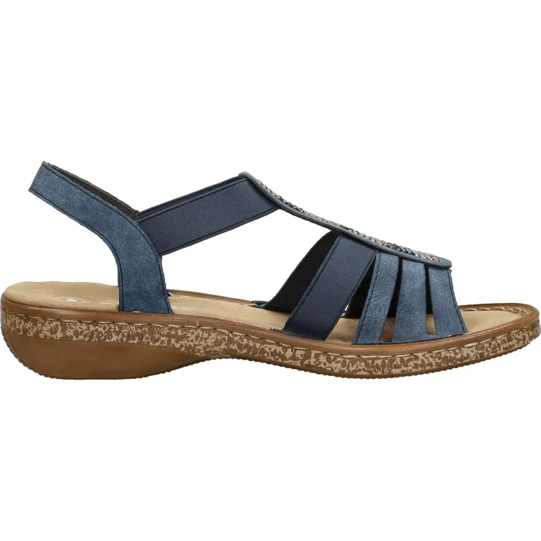 Rieker sandalen plat blauw