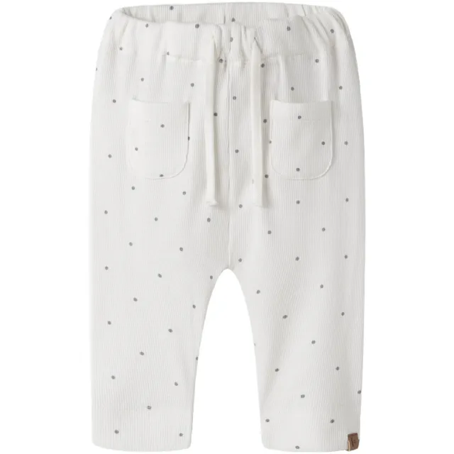 Lil' Atelier baby gebreide broek met stippen ecru