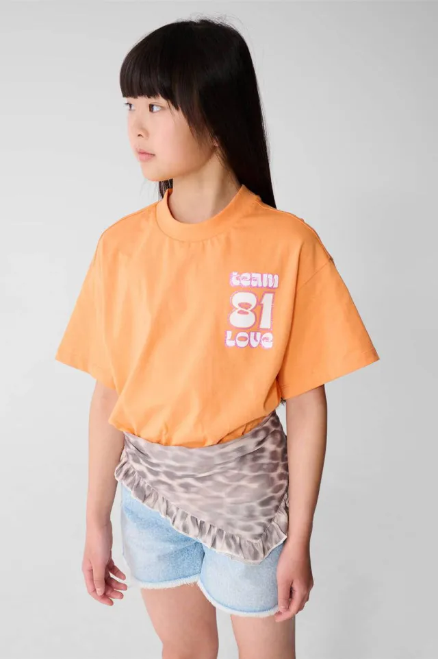 Shoeby T-shirt oranje met backprint en glitter, foto 7