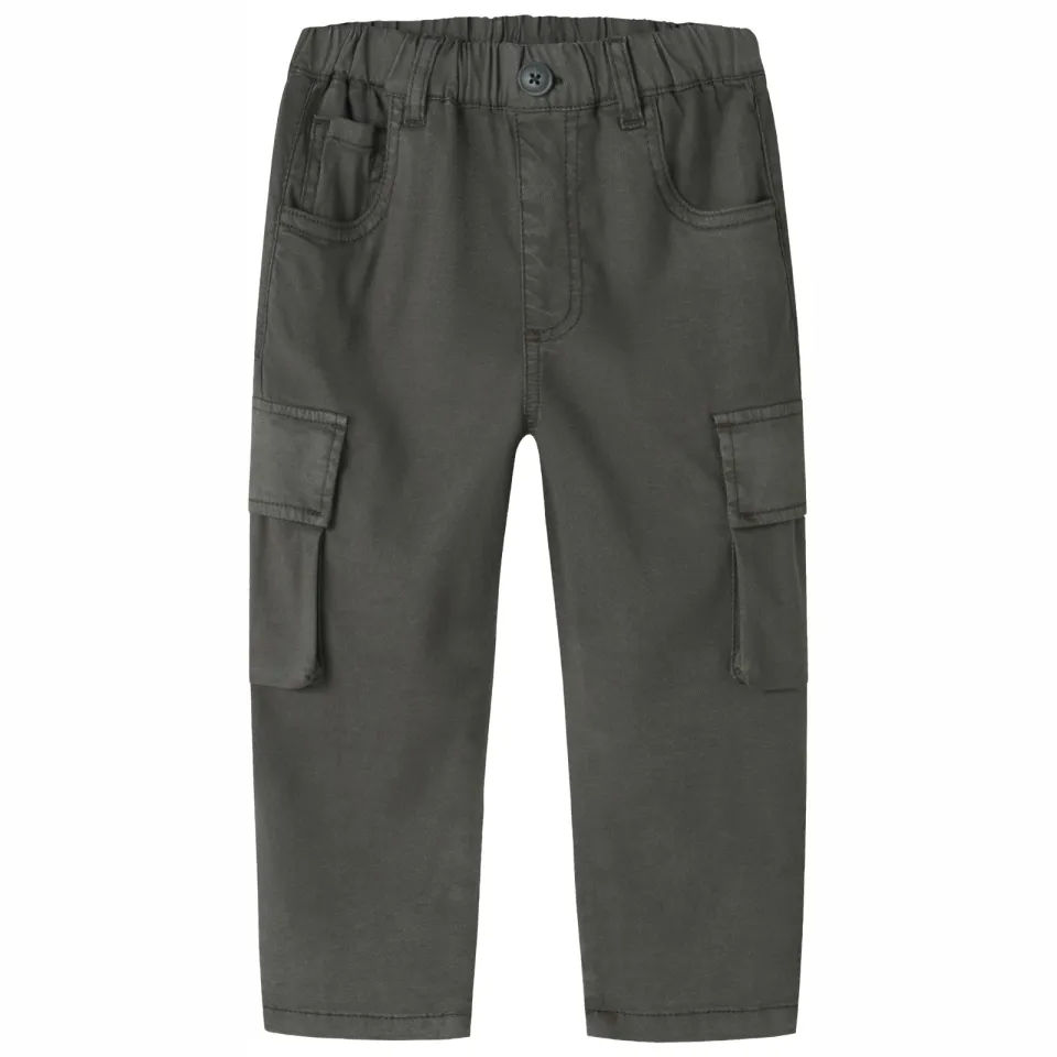 NAME IT MINI tapered cargobroek grijsbruin, foto 2