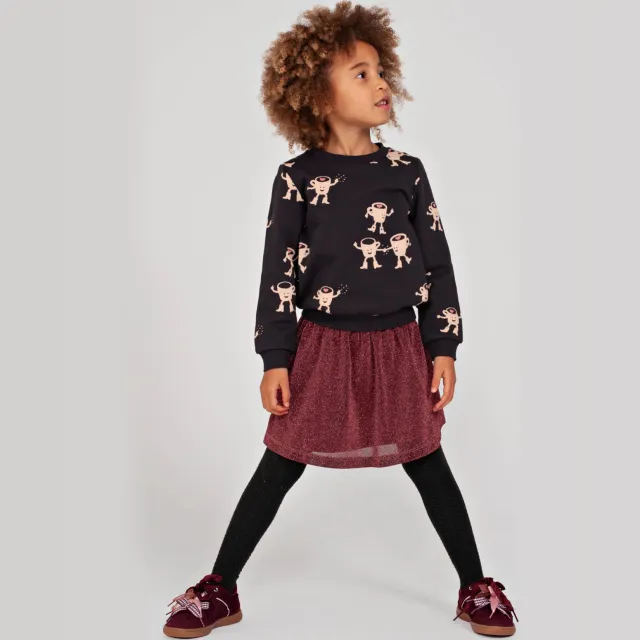Jubel rok met glitters roze/rood