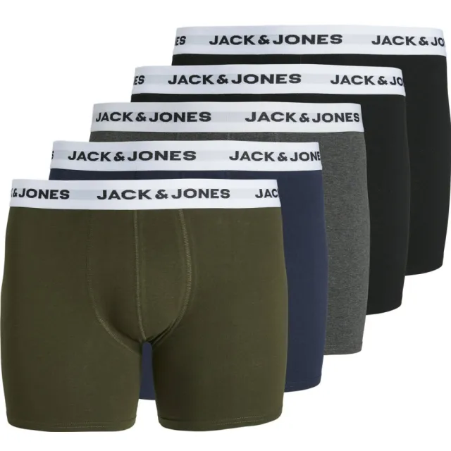 Jack & Jones boxershorts olijfgroen grijs zwart 5-pack Olijfgroen/grijs/zwart
