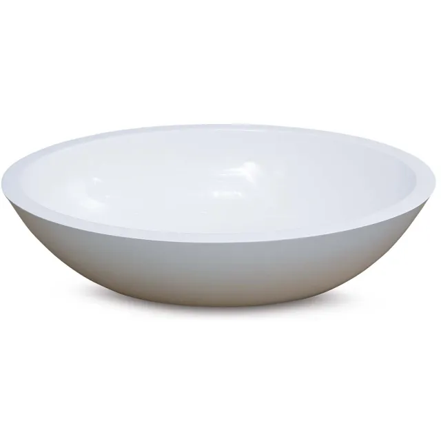 Luca Waskom Luca Sanitair Ovaal 57x40x14cm Mineral Stone 25mm Dik Glans Wit