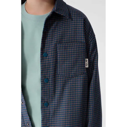 Shoeby loose fit geruit overshirt - donkerblauw/bordeaux, foto 6