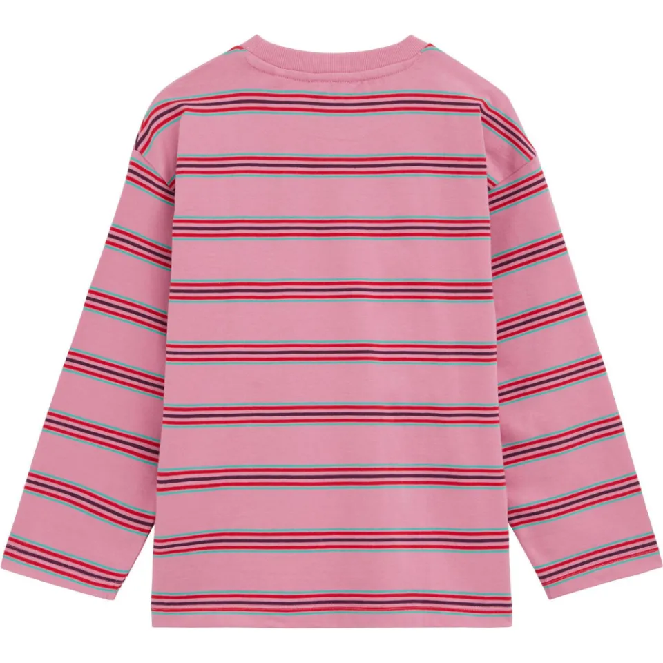 WE Fashion gestreepte longsleeve roze/rood, foto 3