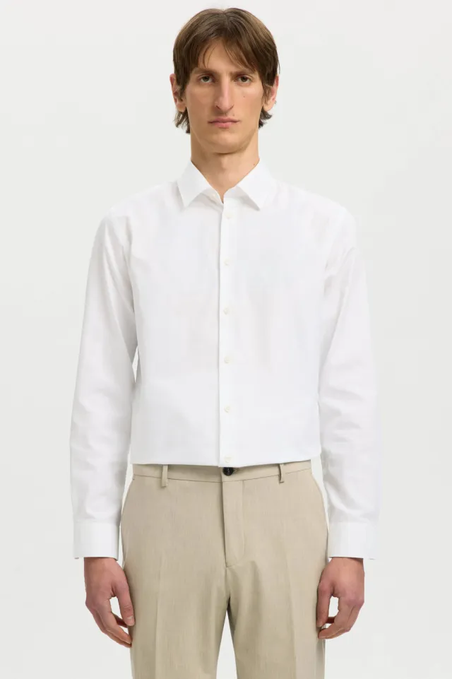 Selected slim fit overhemd SLHETHAN wit