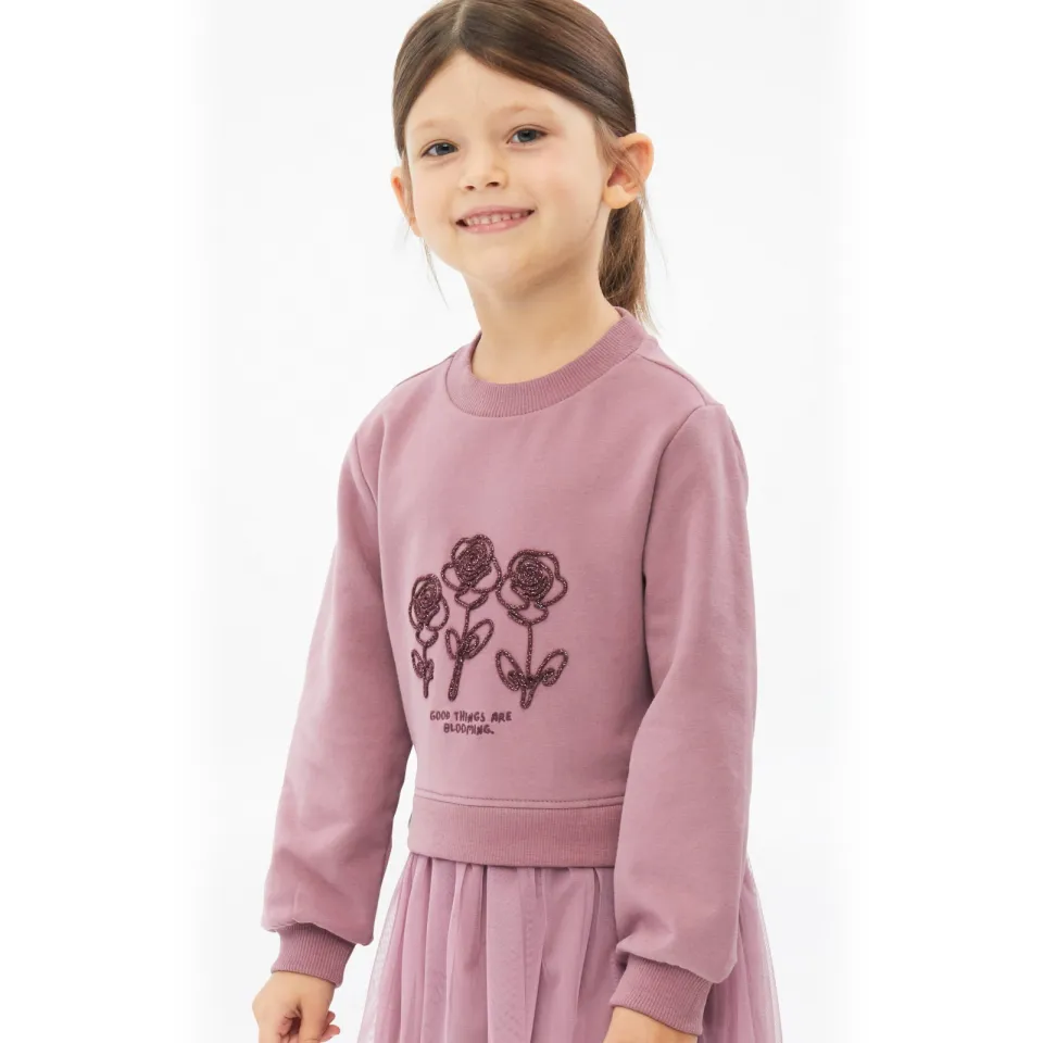 s.Oliver midi sweatjurk met glitters roze, foto 4