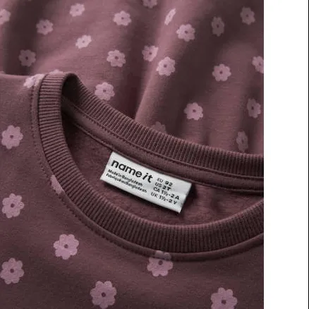 NAME IT MINI gebloemde sweatjurk donkerrood donkerrood/roze, foto 4