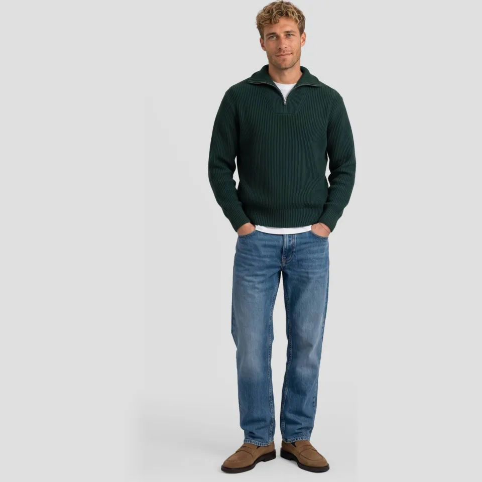 Selected Men Heren Truien & Vesten Slmdry Ls Knit Half Zip - Donkergroen, foto 5