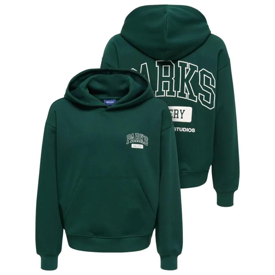 Only & Sons JUNIOR hoodie met backprint - donkergroen, foto 2