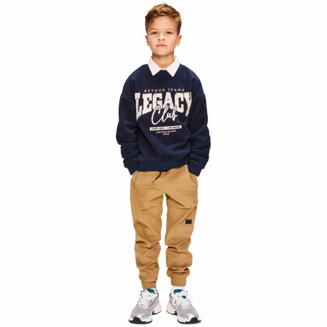 Retour Jeans rechtvallende sweater met print - donkerblauw