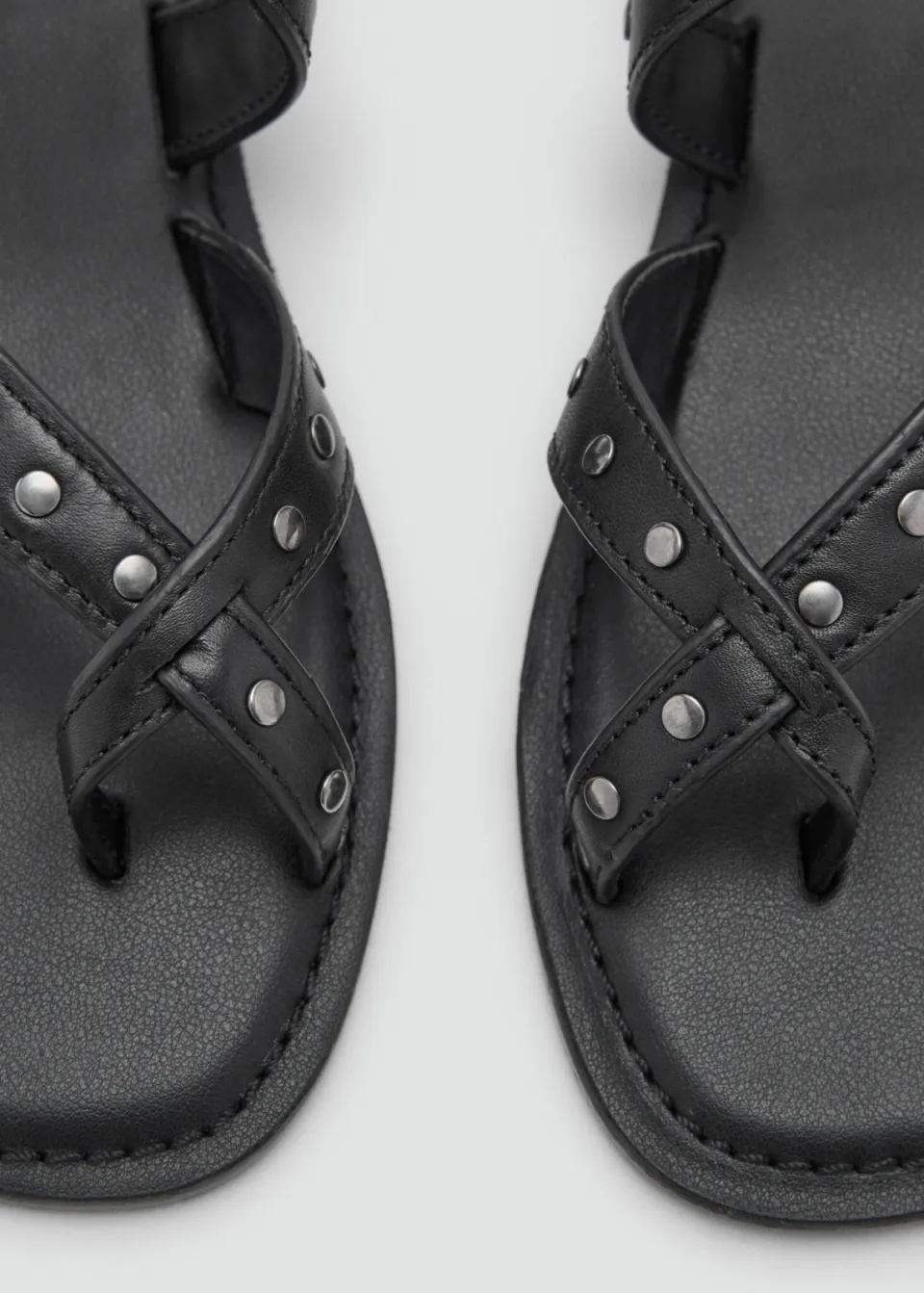 Mango TEEN leren sandalen zwart met studs, foto 7